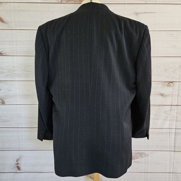 Givenchy Vintage Single Breast Tailored Pinstripe Blazer in Blue and Tan Sz 39S - Picture 4 of 16